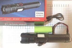 6528 фон ручн аккум " Lightess 6528 -PM 30-TG 1 режима ( вкл-выкл ) , Power Bank " диод TG акб 26650 ( можно 18650 ) typeC .
