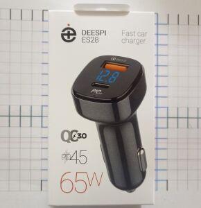28  USB  2  " ES 28 DEESPI QS3.0 18W /PD 45W   -  Usb + TypeC " ( 3.1 A  ,   ) .