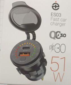 03  USB   2  ES 03 DEESPI () QC3.0 +PD30W +  / .
