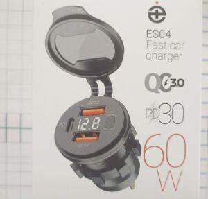 04  USB   3  2USB+ Typec ES04 DEEPSI () QC3.0 + PD20W + QC3.0 +  
