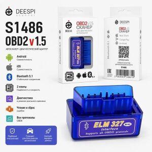 ���������� ������������� - Bluetooth ��������������� ������ OBD2 B02-K ������ 1.5/2-����� (ELM327) (blue)	Deespi 	