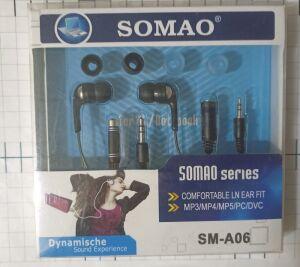 наушники SOMAO SM-A 06 Jack 3,5 mm + переходник с 3,5 на 2,5 